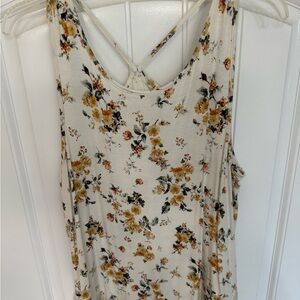 Rewind Floral Tank Top - Cream and Yellow